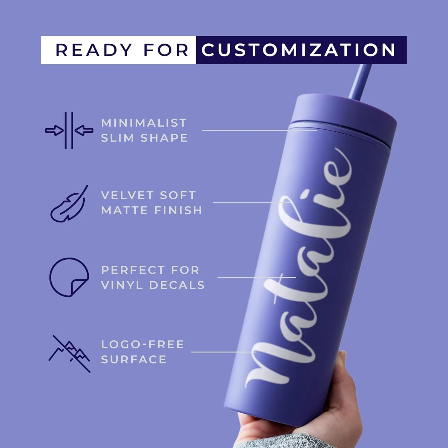 STRATA CUPS Purple Skinny Tumblers with Lids and Straws (12 pack) - 16oz Double Wall Acrylic Tumbler, Tall Matte Skinny Tumblers, Bulk with Free Straw Cleaner, Reusable Cups