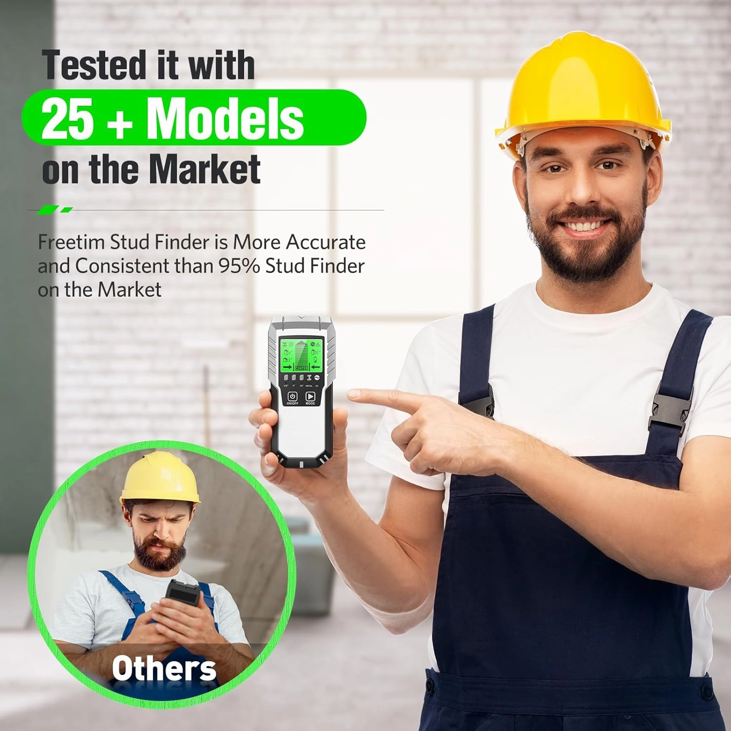 Stud Finder Wall Scanner Detector - 5 in 1 Electronic Wall Wood Metal Stud Locator Edge Center Sensor Beam for Live AC Wire Pipe Metal Lumber Joist Drywall Framing Detection (Bright silver)