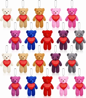 Sumind 20 Pcs 4.7 Inch Mini Bear Toy Tiny Bears Doll Bulk Multicolor Soft Plush Stuffed Animals for Keychain DIY Craft Thanksgiving Gifts Birthday Christmas Party Favors(Vivid Style)