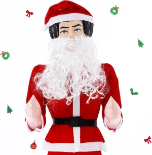 Summer Christmas Inflatable Blow up Doll Life Size for Guys with Small Santa Claus Costume and Santa Beard Inflatable Santa Claus Doll for Christmas Bachelorette Party Decorations Gift Photo Props