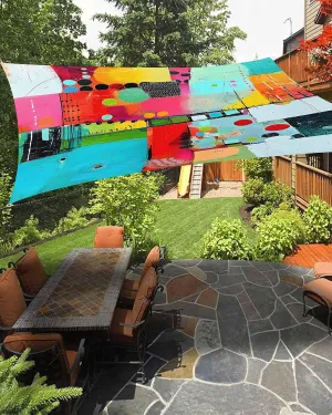 Sun Shade Sail 8'x10' Abstract Rectangle Sun Shade Sails Canopy Waterproof Painting Graffiti Outdoor Sunshades Sand UV Block Cover Shade Cloth for Patio Backyard Garden Deck Porch Lawn