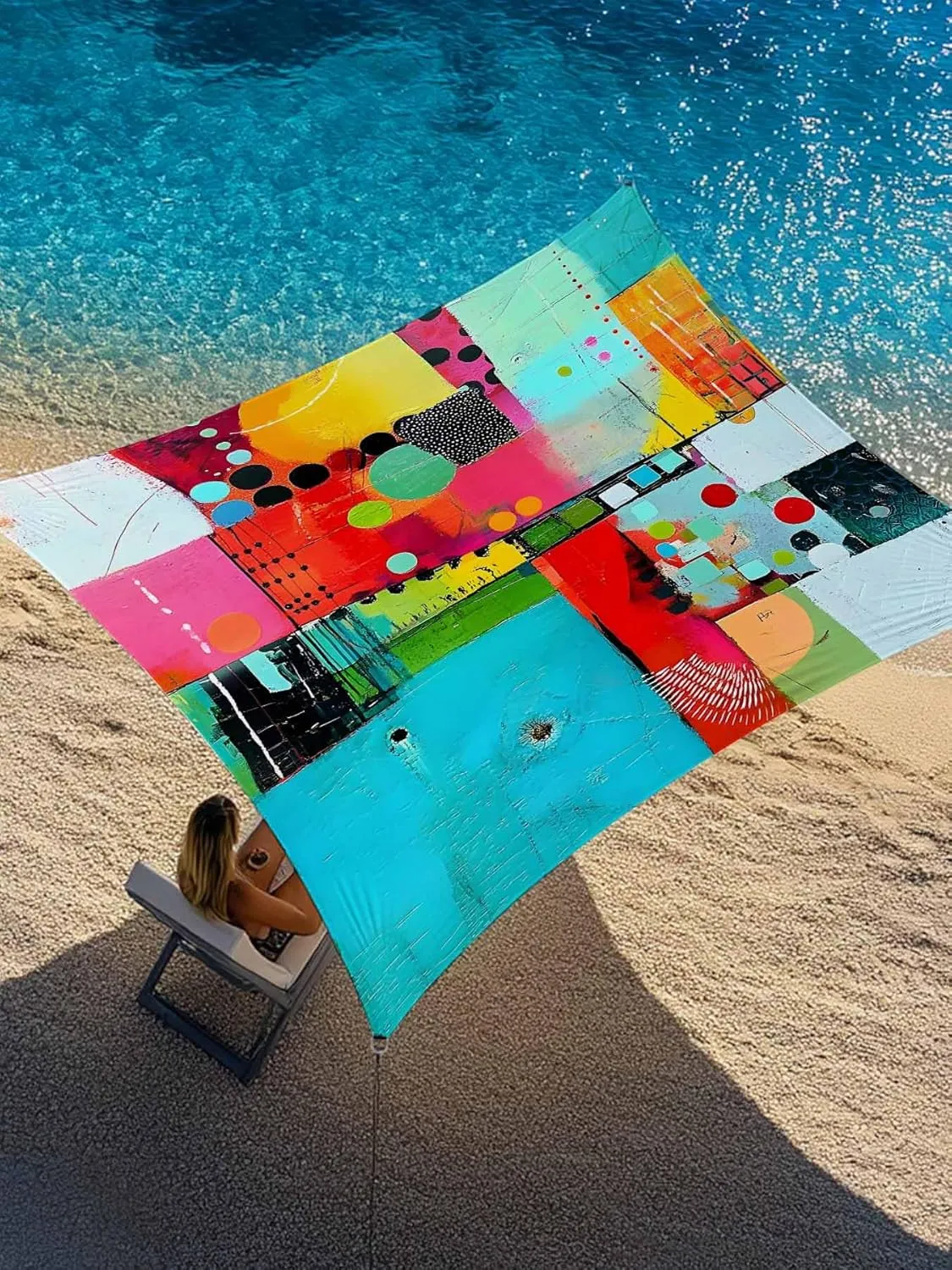 Sun Shade Sail 8'x10' Abstract Rectangle Sun Shade Sails Canopy Waterproof Painting Graffiti Outdoor Sunshades Sand UV Block Cover Shade Cloth for Patio Backyard Garden Deck Porch Lawn