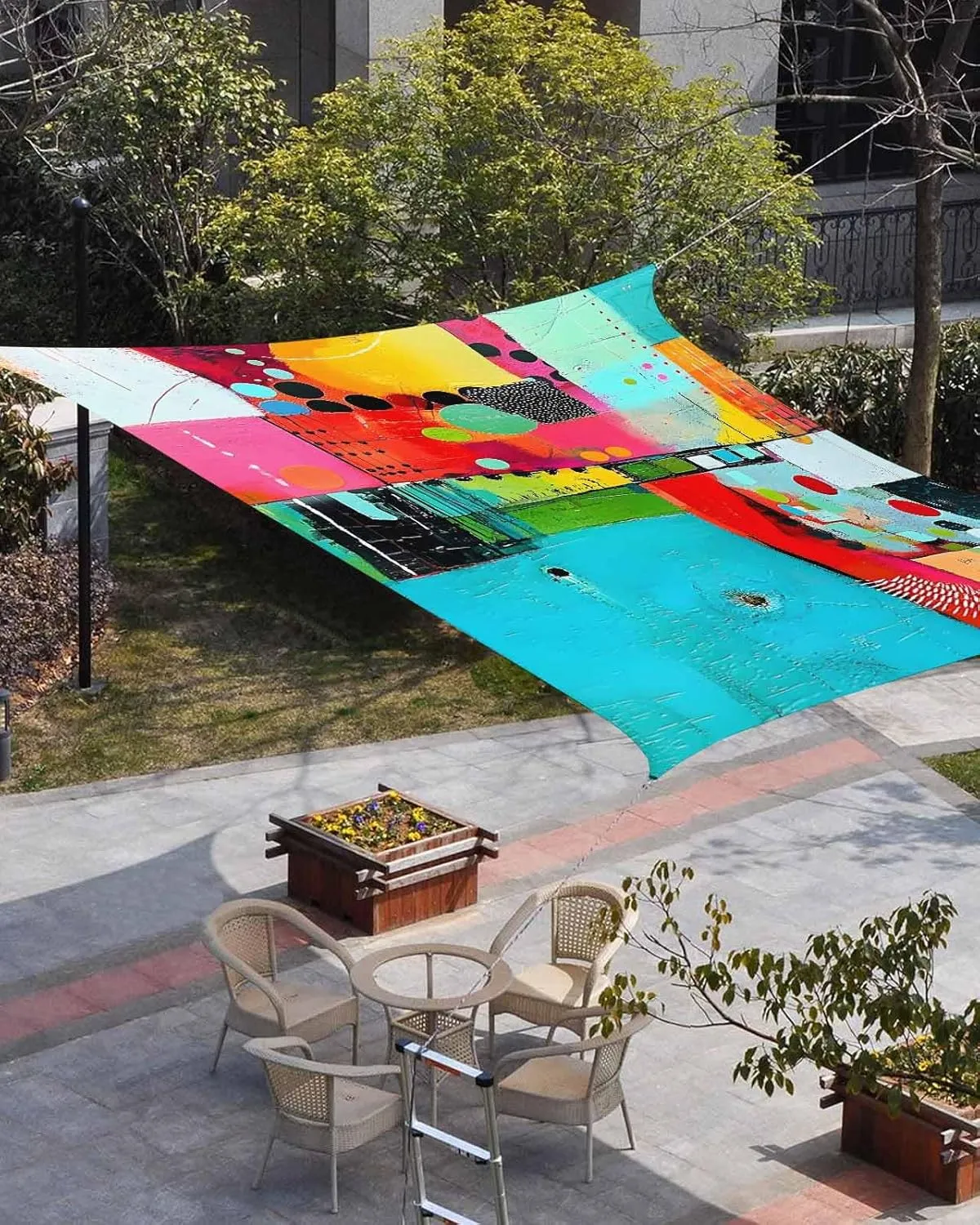Sun Shade Sail 8'x10' Abstract Rectangle Sun Shade Sails Canopy Waterproof Painting Graffiti Outdoor Sunshades Sand UV Block Cover Shade Cloth for Patio Backyard Garden Deck Porch Lawn