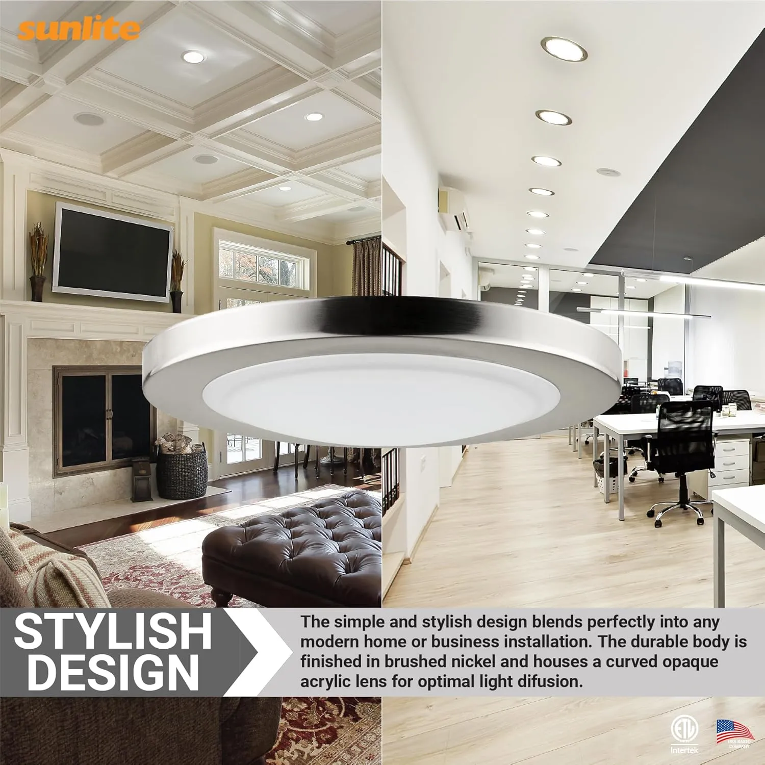 Sunlite LED Surface Mount Mini Downlight, 15 Watt, Dimmable, Brushed Nickel Finish, 30K – Warm White, ETL Listed