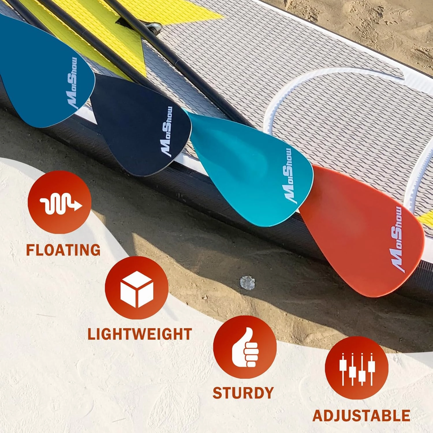 SUP Paddle - Adjustable 3 Pieces Stand Up Paddle Board Paddle with Unique Lock Design Floating Alloy Shaft Paddleboard Paddle