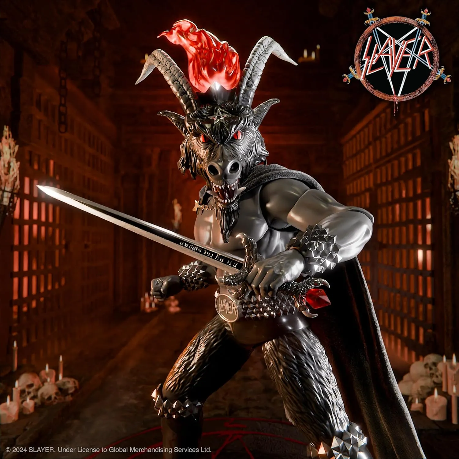 Super7 ULTIMATES! Slayer Show No Mercy Minotaur Black Magic - 7" Slayer Action Figure with Accessories Heavy Metal Collectibles