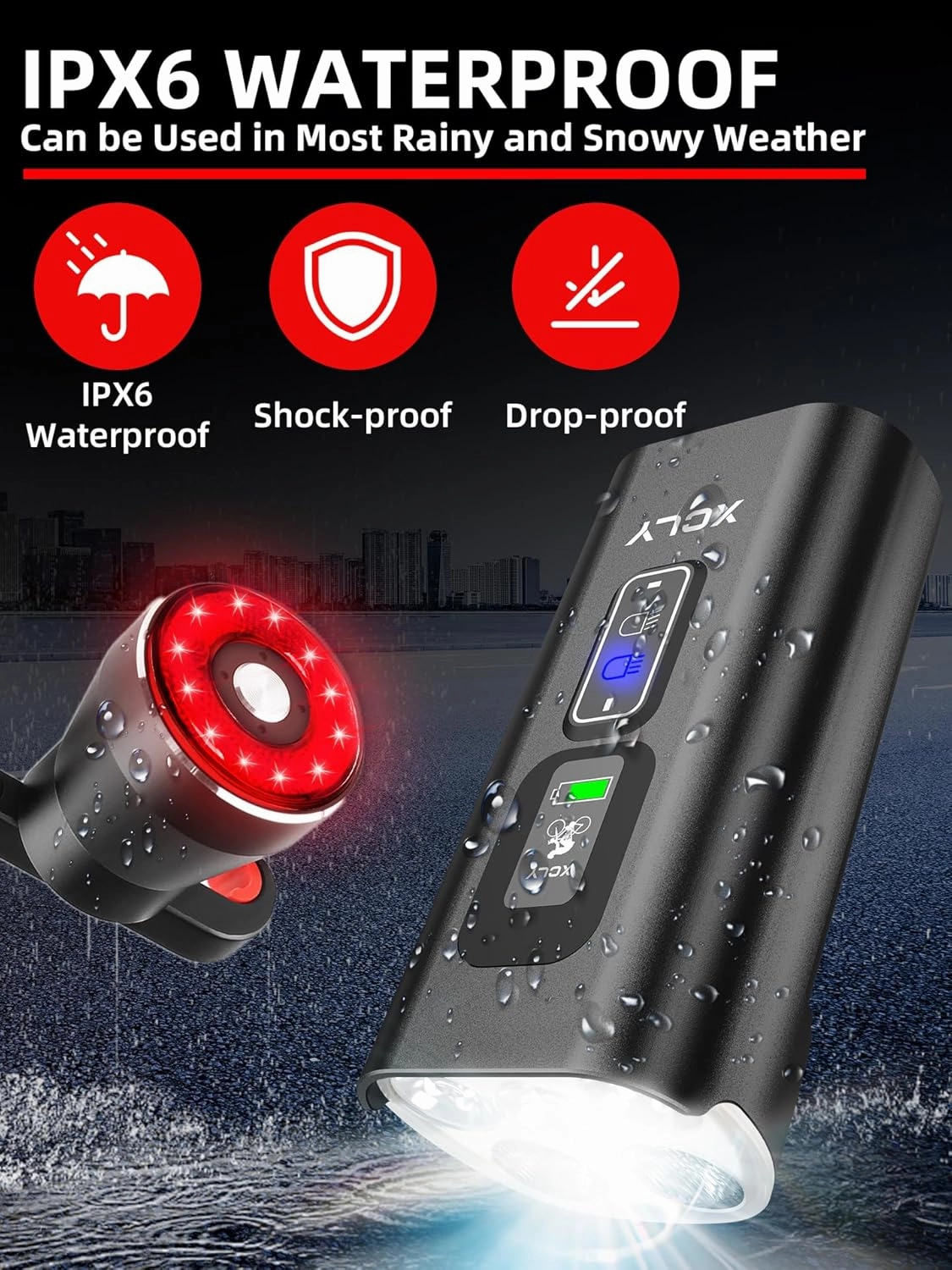 Super Bright Bike Light Set 10000mAh Rechargeable Bicycle Headlight