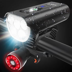 Super Bright Bike Light Set 10000mAh Rechargeable Bicycle Headlight
