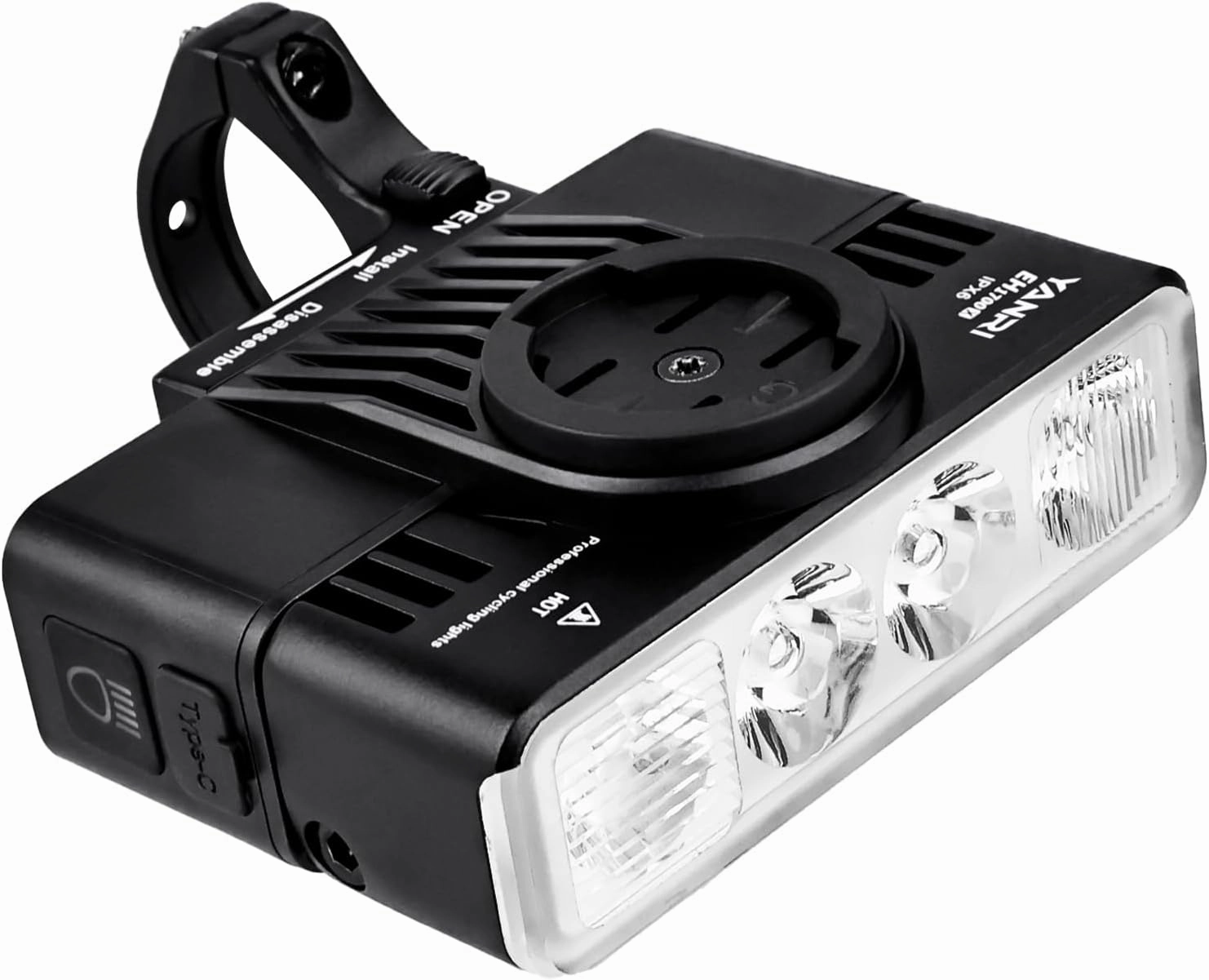 Super Bright Rechargeable Waterproof Bike Light, LED Flashlight for Mountain Road City Commuting, Black, Front