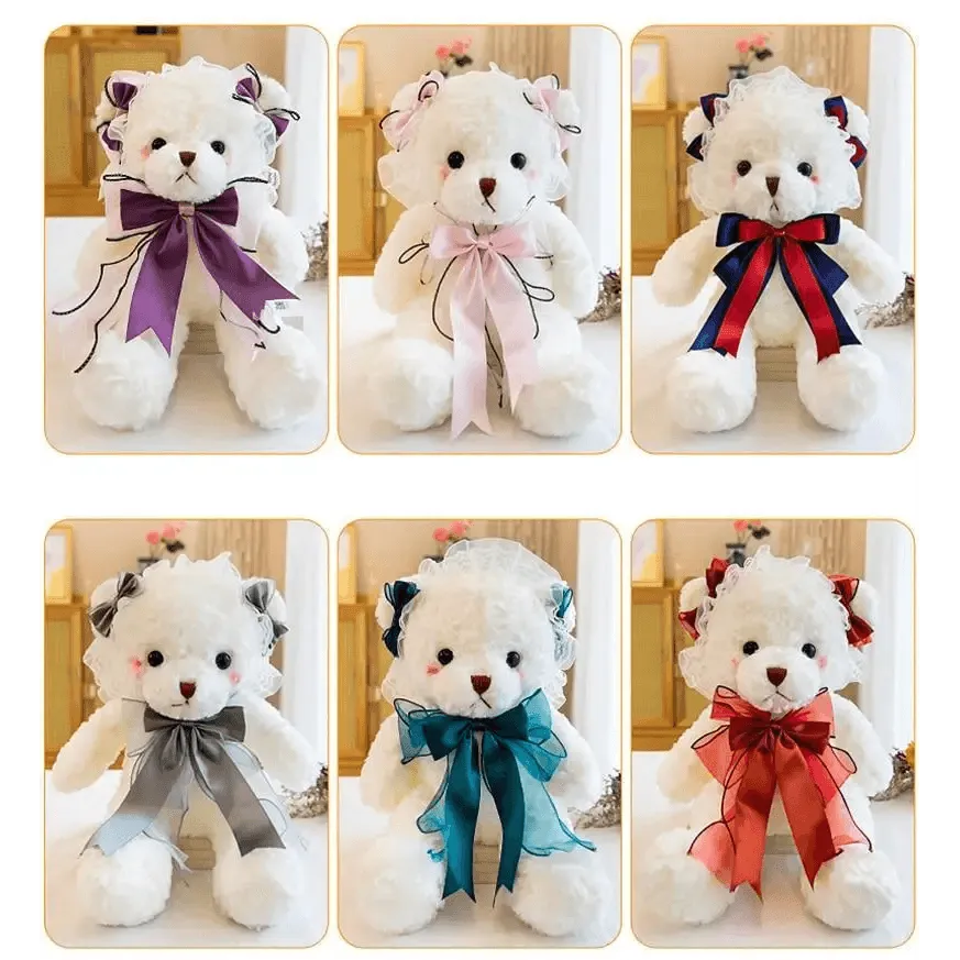 Superior Quality Cute Teddy Bear With Dress Plush Doll Stuffed Animals Kids Toys Room Decor, Christmas,VE Valentine Gifts