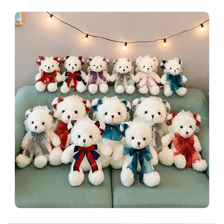 Superior Quality Cute Teddy Bear With Dress Plush Doll Stuffed Animals Kids Toys Room Decor, Christmas,VE Valentine Gifts