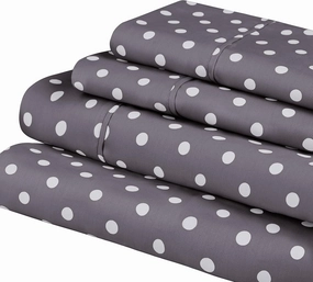 Superior Polka Dot Sheet Set, 600 Thread Count Cotton Blend Bedding Sets, Soft and Wrinkle Resistant Sheets with Deep Fitting Pockets - Twin, Grey
