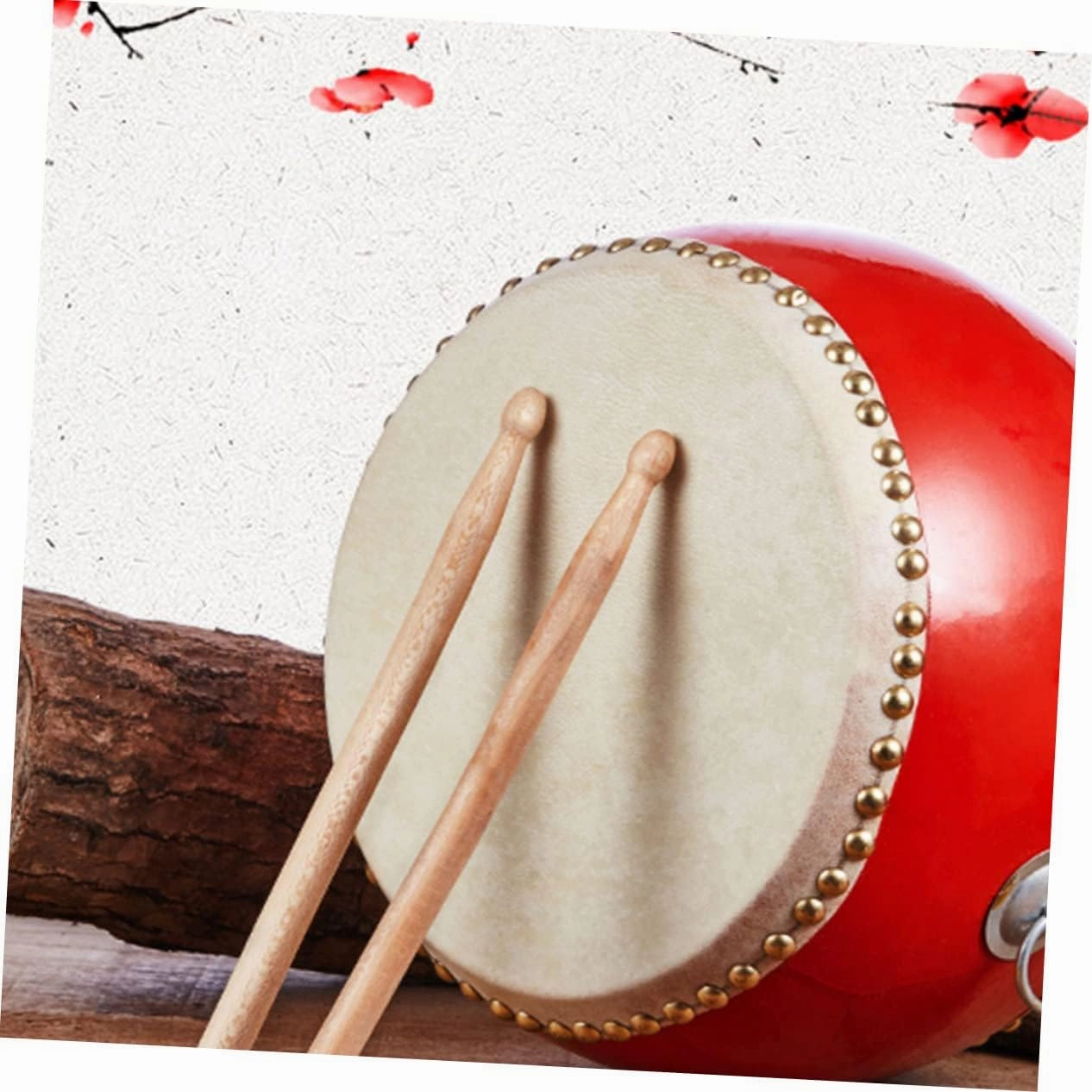 SUPVOX Drum Wooden Percussion Instrument with Straps and Sticks Bright Stimulate Interest Present for Birthday Day