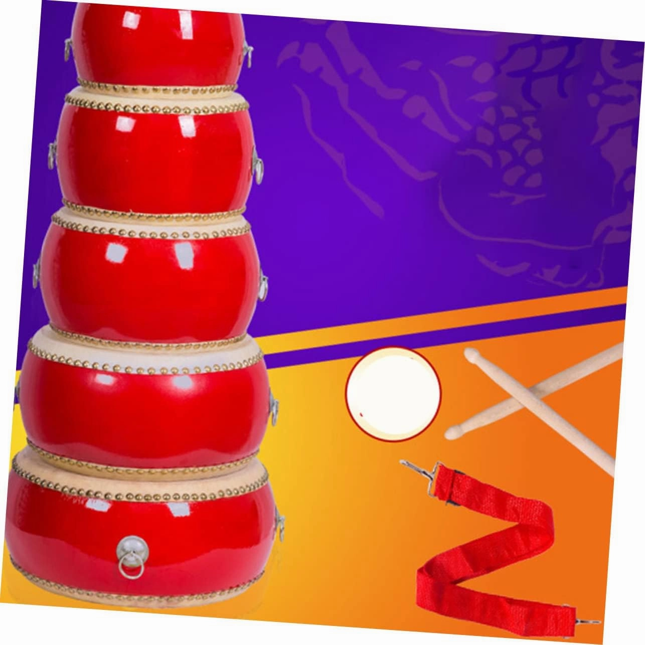 SUPVOX Drum Wooden Percussion Instrument with Straps and Sticks Bright Stimulate Interest Present for Birthday Day