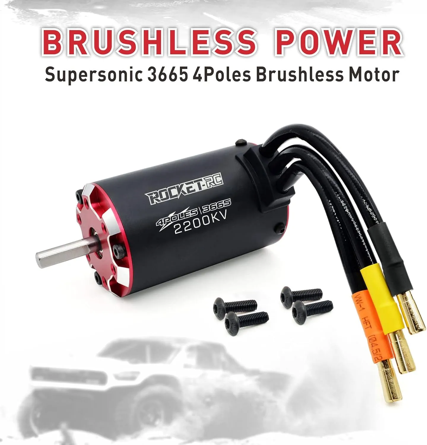 Surpass RC Brushless Supersonic Motor 3665 2200kv, 4 Poles and Built in Temperature Sensor Motor and Sensor Port for 1/10 RC Car Vehicle