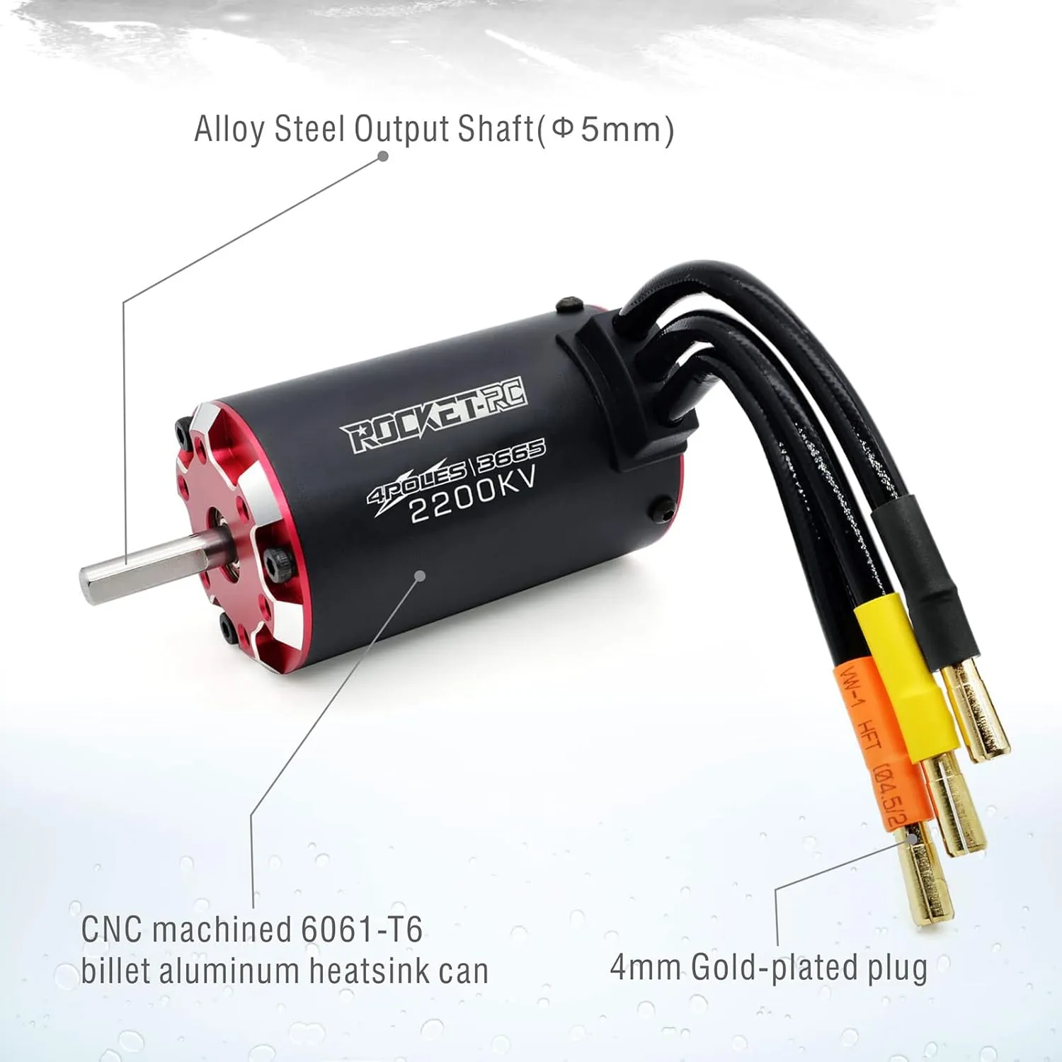 Surpass RC Brushless Supersonic Motor 3665 2200kv, 4 Poles and Built in Temperature Sensor Motor and Sensor Port for 1/10 RC Car Vehicle