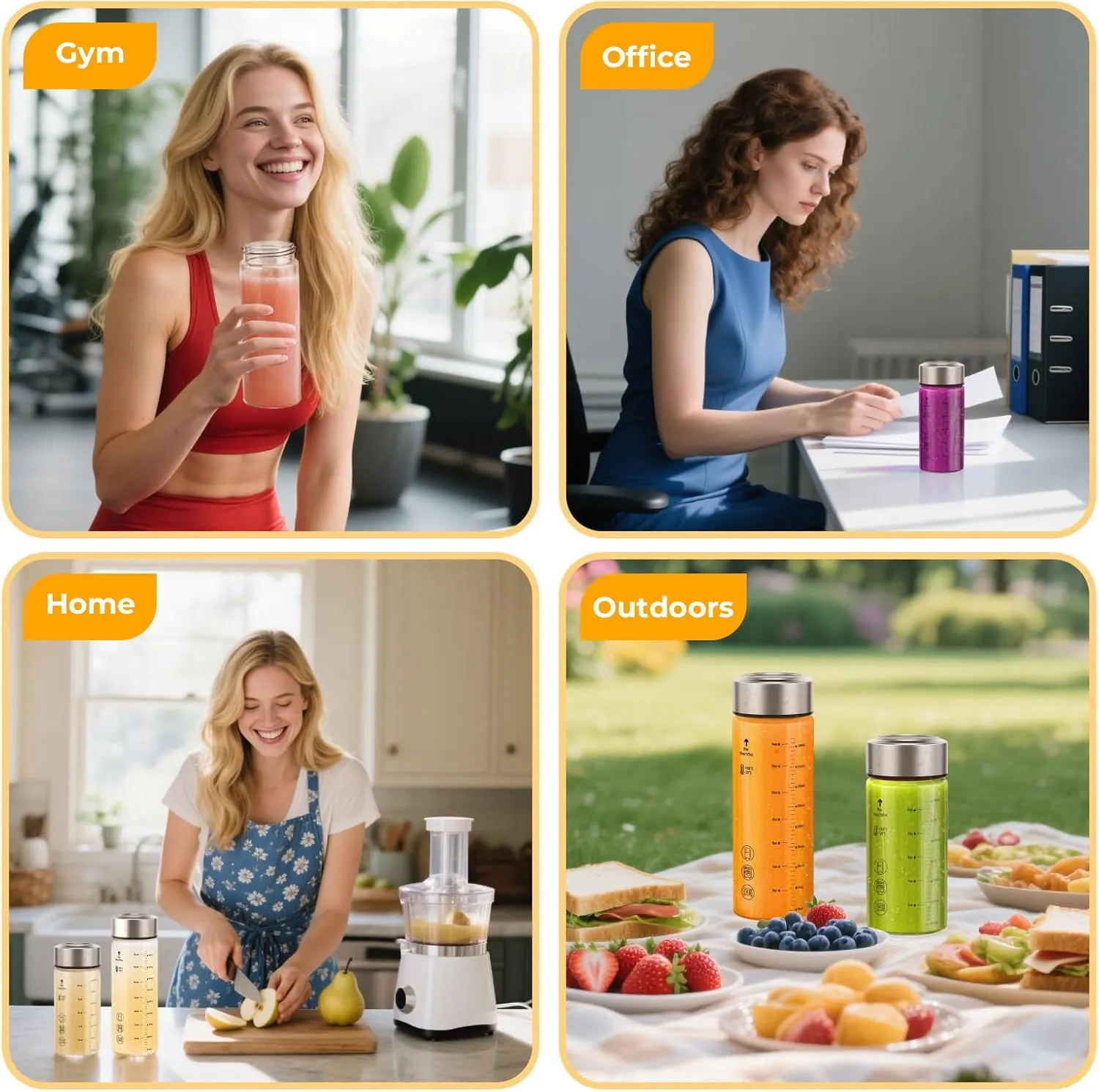 Sursip 16 oz Glass Juice Bottles – 4 Pack Wide Mouth Borosilicate Glass Bottles with Lids – Heat-Resistant, BPA Free, Leakproof & Reusable for Juicing, Smoothies, Milk, Protein, Water