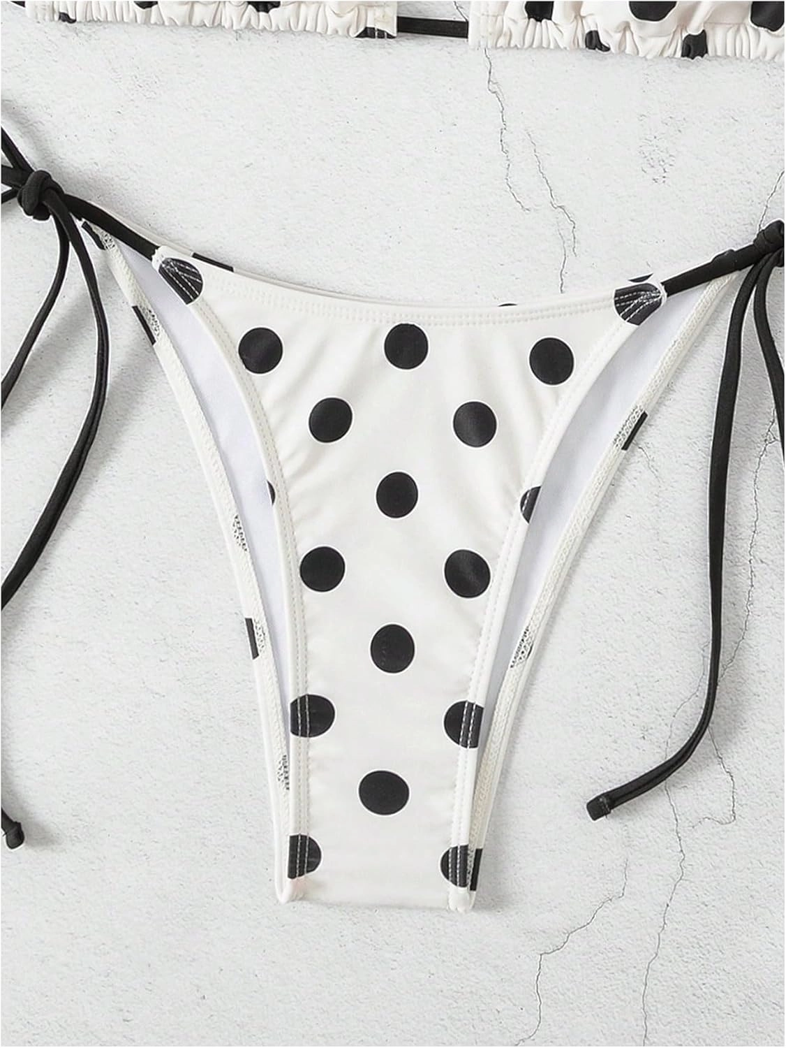 SweatyRocks Women's 2 Piece Triangle Bathing Suit Halter Top ​Tie Side Thong Bikini Swimsuits
