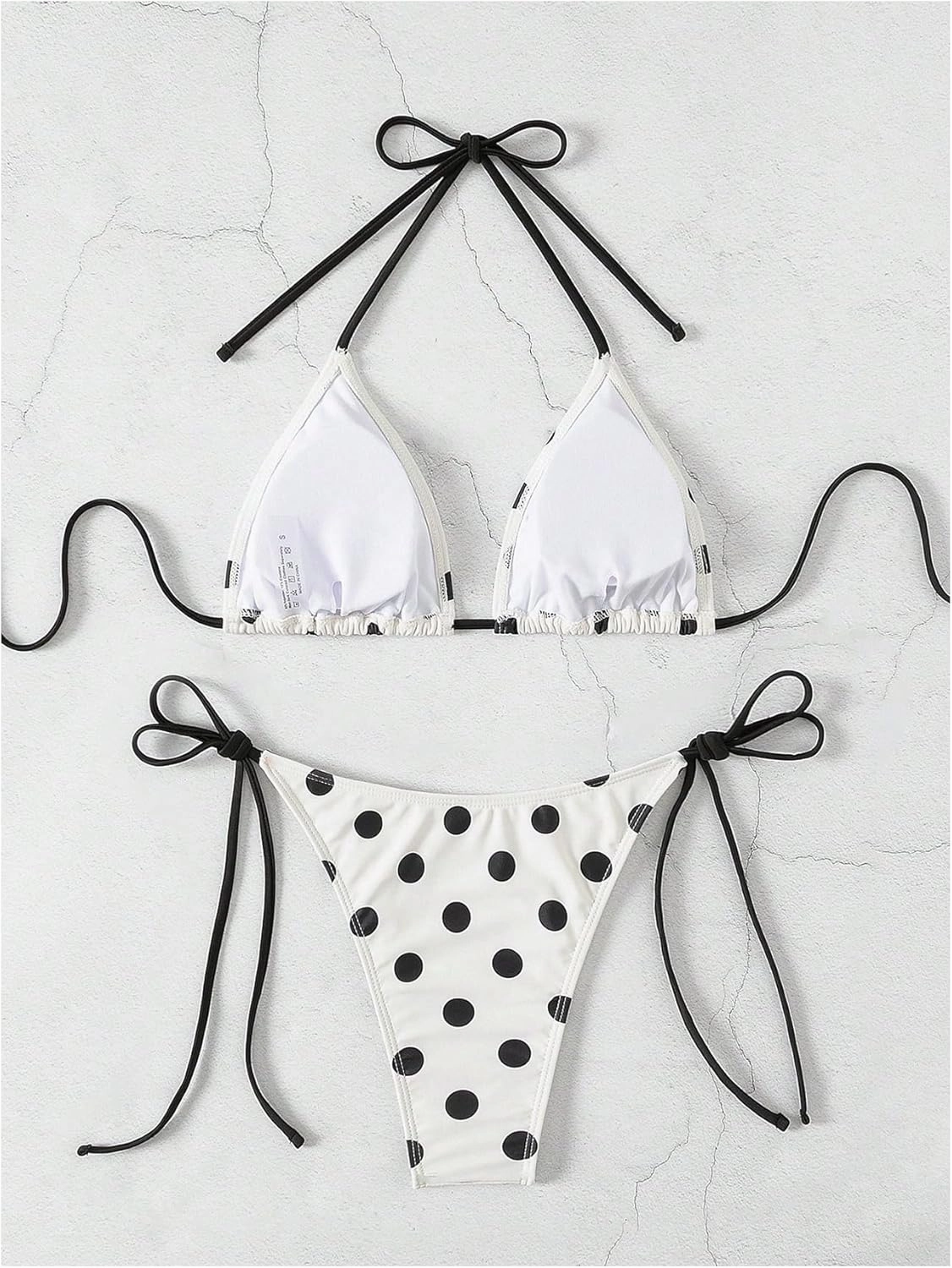 SweatyRocks Women's 2 Piece Triangle Bathing Suit Halter Top ​Tie Side Thong Bikini Swimsuits
