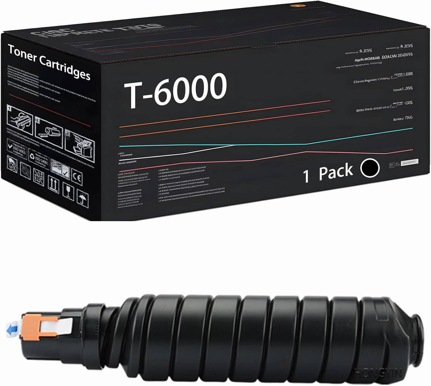 T-6000 Toner Cartridges Compatible for Toshiba E Studio 520 523 555 556 600 603 655 656 Printers, with Chip, High Yield 63400 Pages, High-Definition Printing (1 Pack Black)
