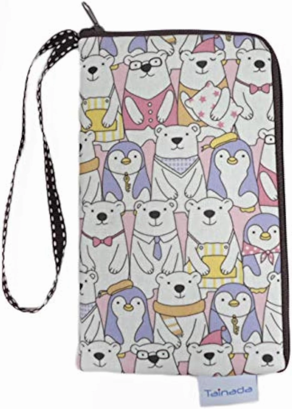 Tainada Women Universal Phone Wristlet Wallet Pouch, Dual Slots Zipper Purse Carry Bag for iPhone 15/14, 15/14/13 Pro Max, 15/14 Plus; Samsung S24 , S24, S23 , A54, Z Fold5 (Polar Bear Pink)