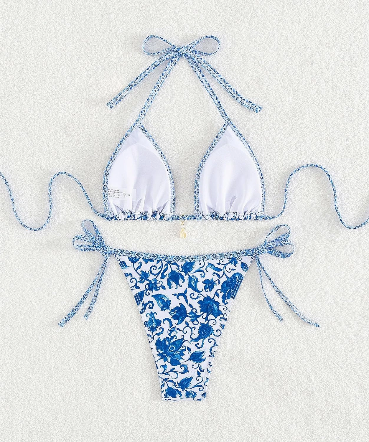 Tainehs Women's Sexy Halter Bikini Set Triangle Top String Swimwear Two Piece Swimsuits Cheeky Bathing Suit