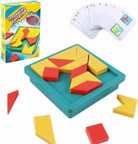 Tangram Puzzle Creative Pattern Logic Game for Age 6 to Adult Learn Logical Reasoning Skills Innovation Toys Educational Game Board Parent-Child Game Montessori Gift Toy for Kids 60pcs Cards