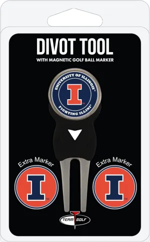 Team Golf NCAA Divot Tool with 3 Golf Ball Markers Pack, Markers are Removable Magnetic Double-Sided Enamel