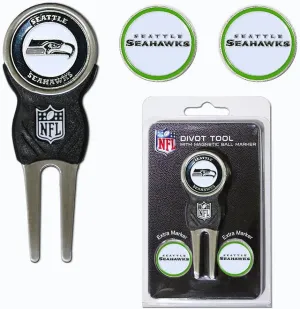 Team Golf NFL Divot Tool with 3 Golf Ball Markers Pack, Markers are Removable Magnetic Double-Sided Enamel