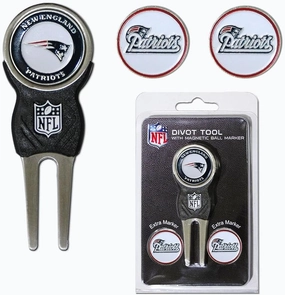 Team Golf NFL Divot Tool with 3 Golf Ball Markers Pack, Markers are Removable Magnetic Double-Sided Enamel