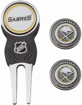 Team Golf NHL Divot Tool with 3 Golf Ball Markers Pack, Markers are Removable Magnetic Double-Sided Enamel