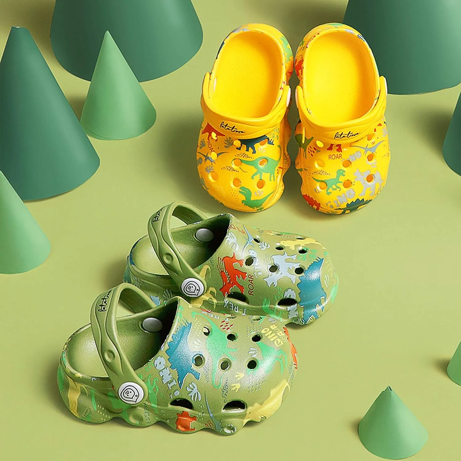 techcity Kids Dinosaur Garden Shoes Cute Cartoon Sandals Clogs Toddler Beach Pool Water Shoes Summer Slides for Boys Girls