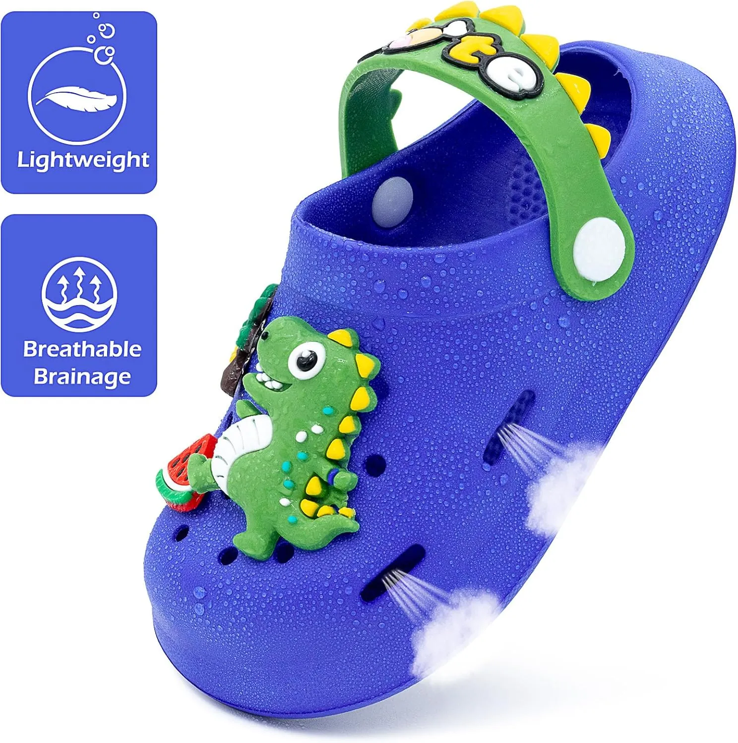 techcity Kids Dinosaur Garden Shoes Cute Cartoon Sandals Clogs Toddler Beach Pool Water Shoes Summer Slides for Boys Girls