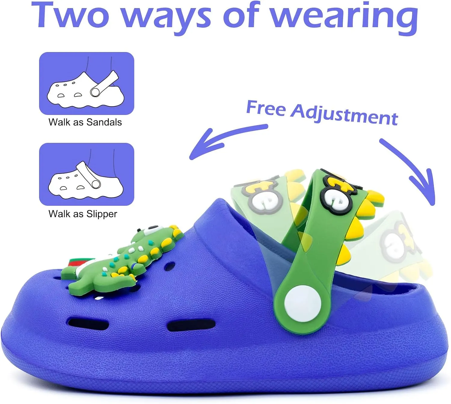techcity Kids Dinosaur Garden Shoes Cute Cartoon Sandals Clogs Toddler Beach Pool Water Shoes Summer Slides for Boys Girls