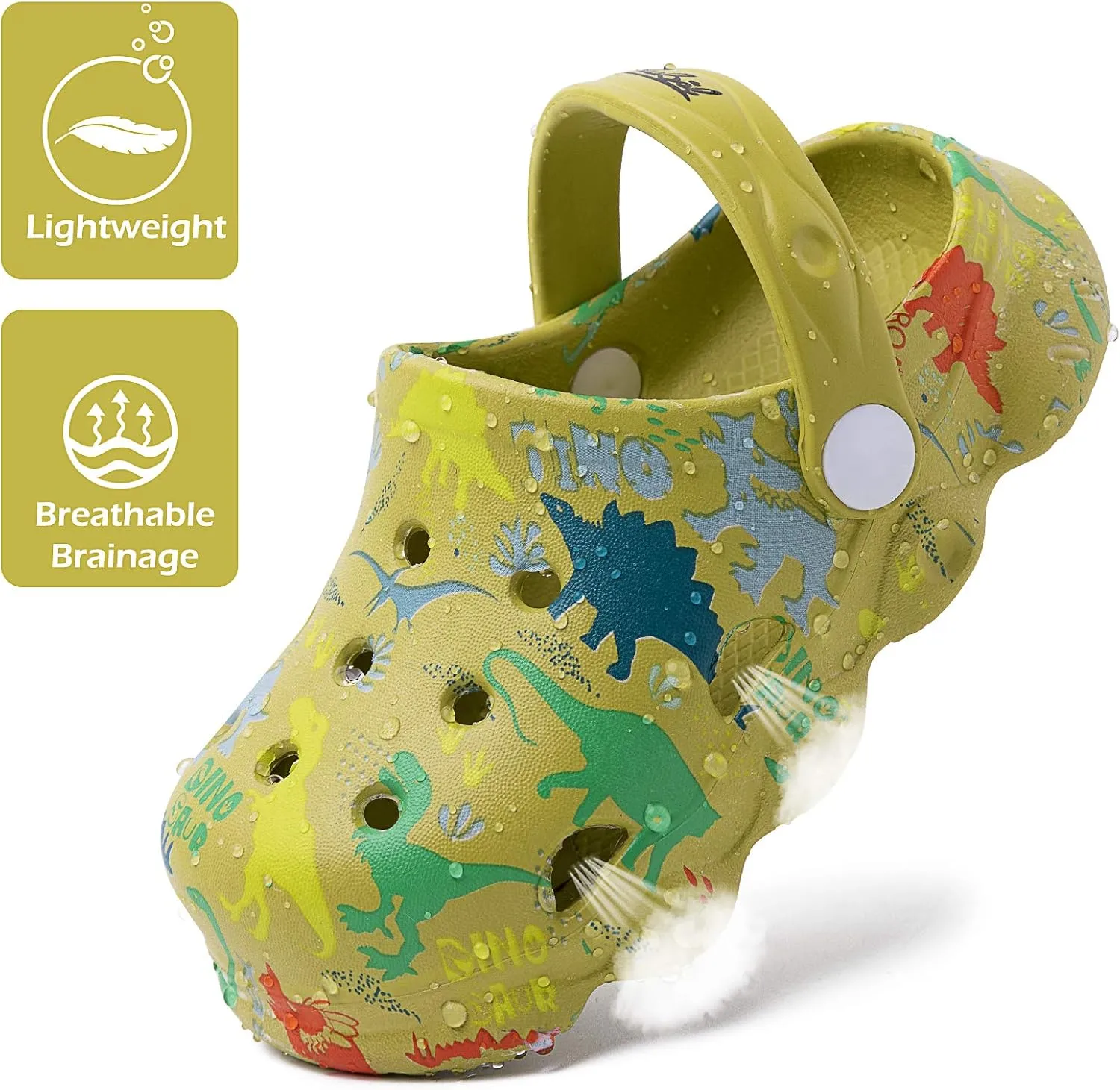 techcity Kids Dinosaur Garden Shoes Cute Cartoon Sandals Clogs Toddler Beach Pool Water Shoes Summer Slides for Boys Girls