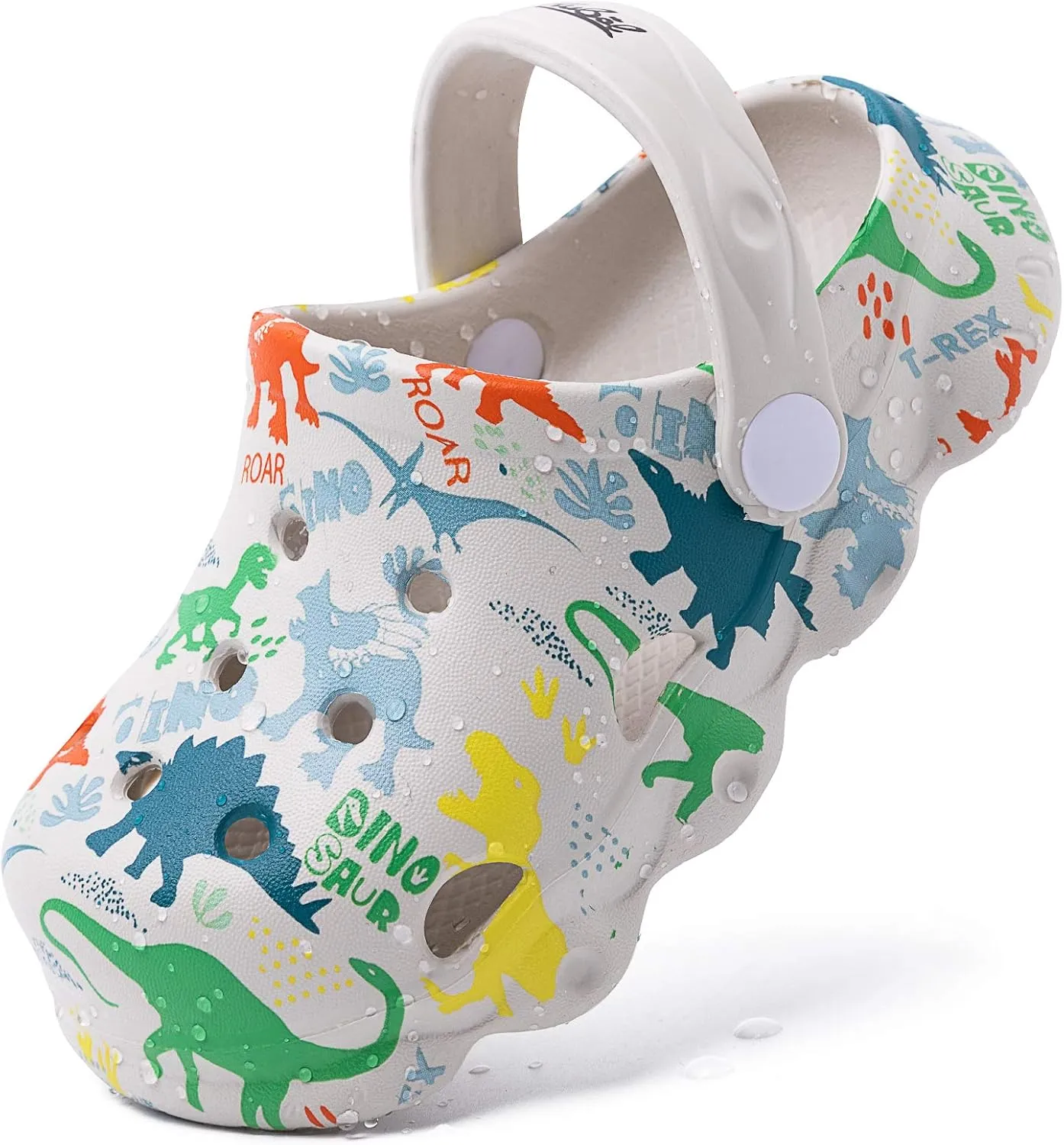 techcity Kids Dinosaur Garden Shoes Cute Cartoon Sandals Clogs Toddler Beach Pool Water Shoes Summer Slides for Boys Girls