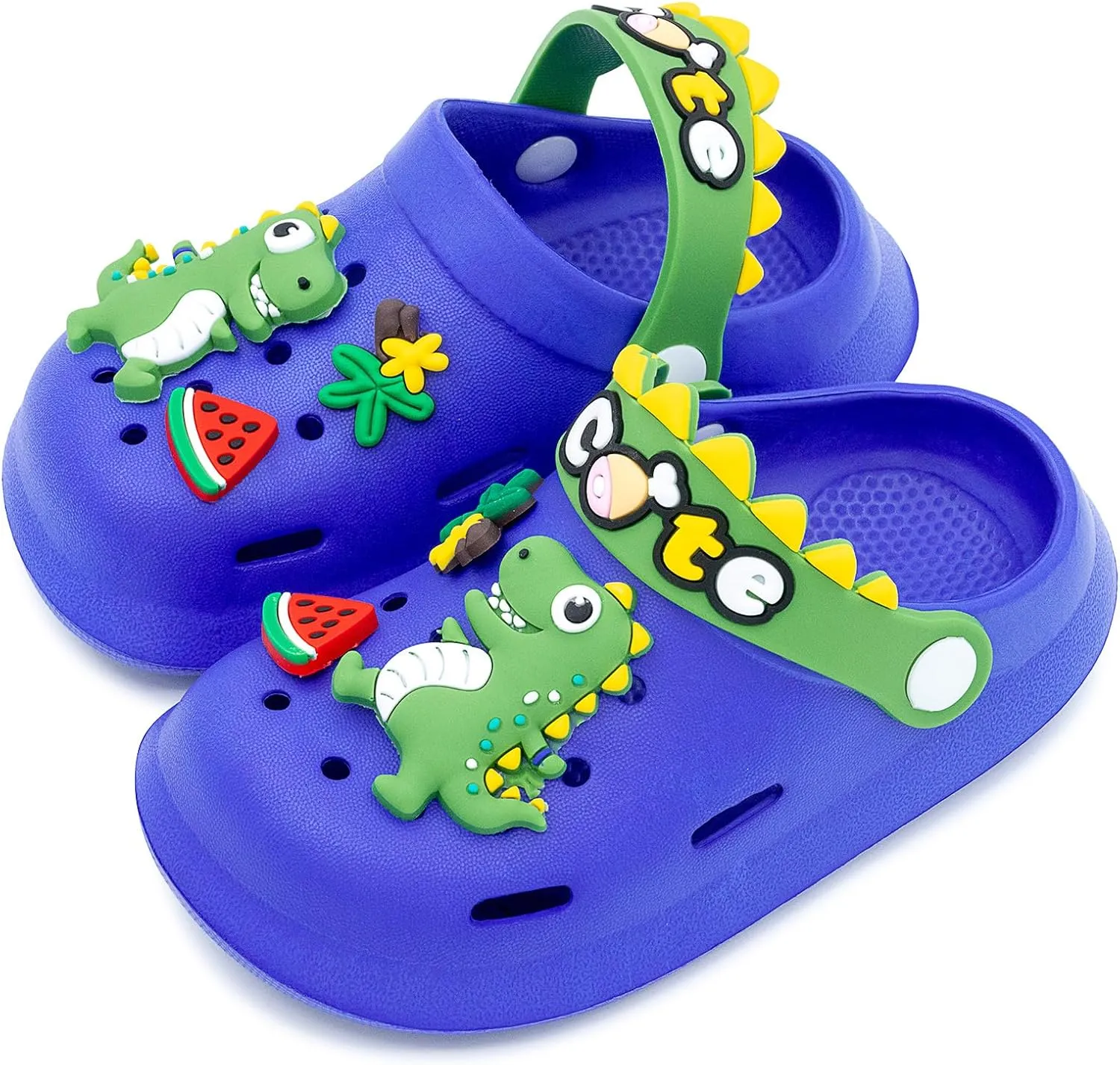techcity Kids Dinosaur Garden Shoes Cute Cartoon Sandals Clogs Toddler Beach Pool Water Shoes Summer Slides for Boys Girls