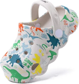 techcity Kids Dinosaur Garden Shoes Cute Cartoon Sandals Clogs Toddler Beach Pool Water Shoes Summer Slides for Boys Girls