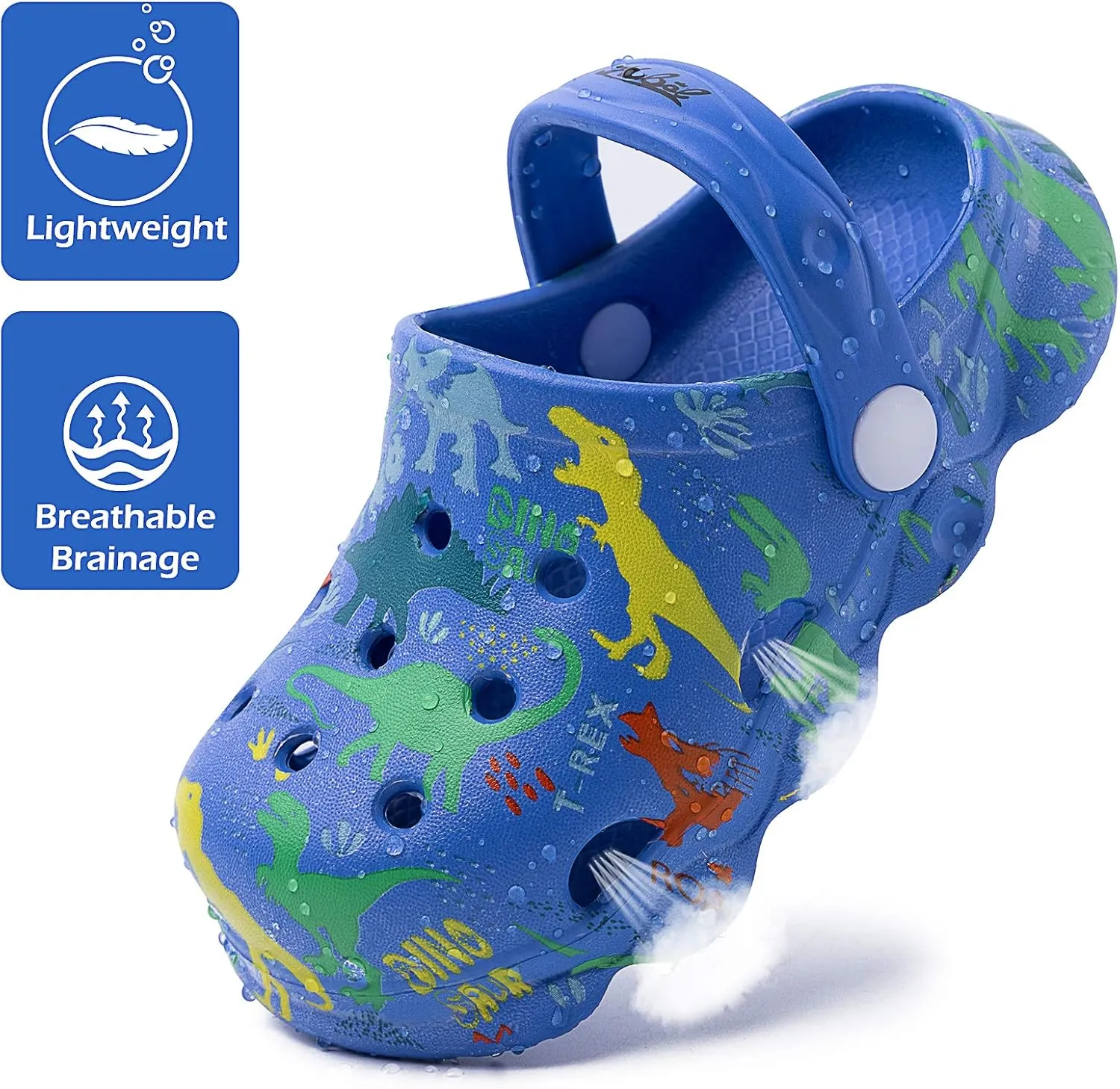 techcity Kids Dinosaur Garden Shoes Cute Cartoon Sandals Clogs Toddler Beach Pool Water Shoes Summer Slides for Boys Girls