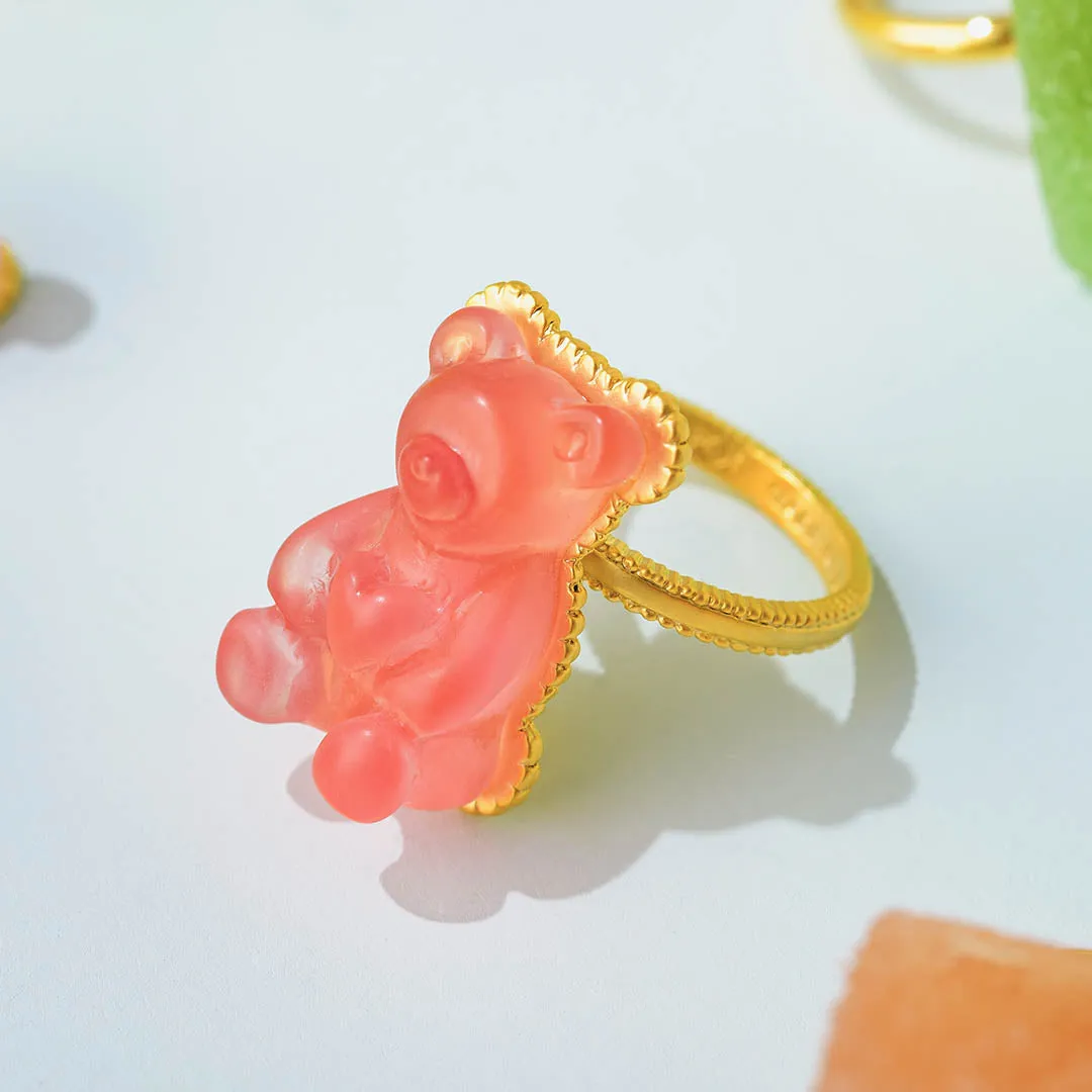 Teddy Bear Hard Gummy Ring (Strawberry)【Japan Jewelry】