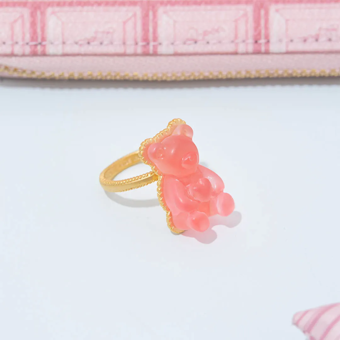 Teddy Bear Hard Gummy Ring (Strawberry)【Japan Jewelry】