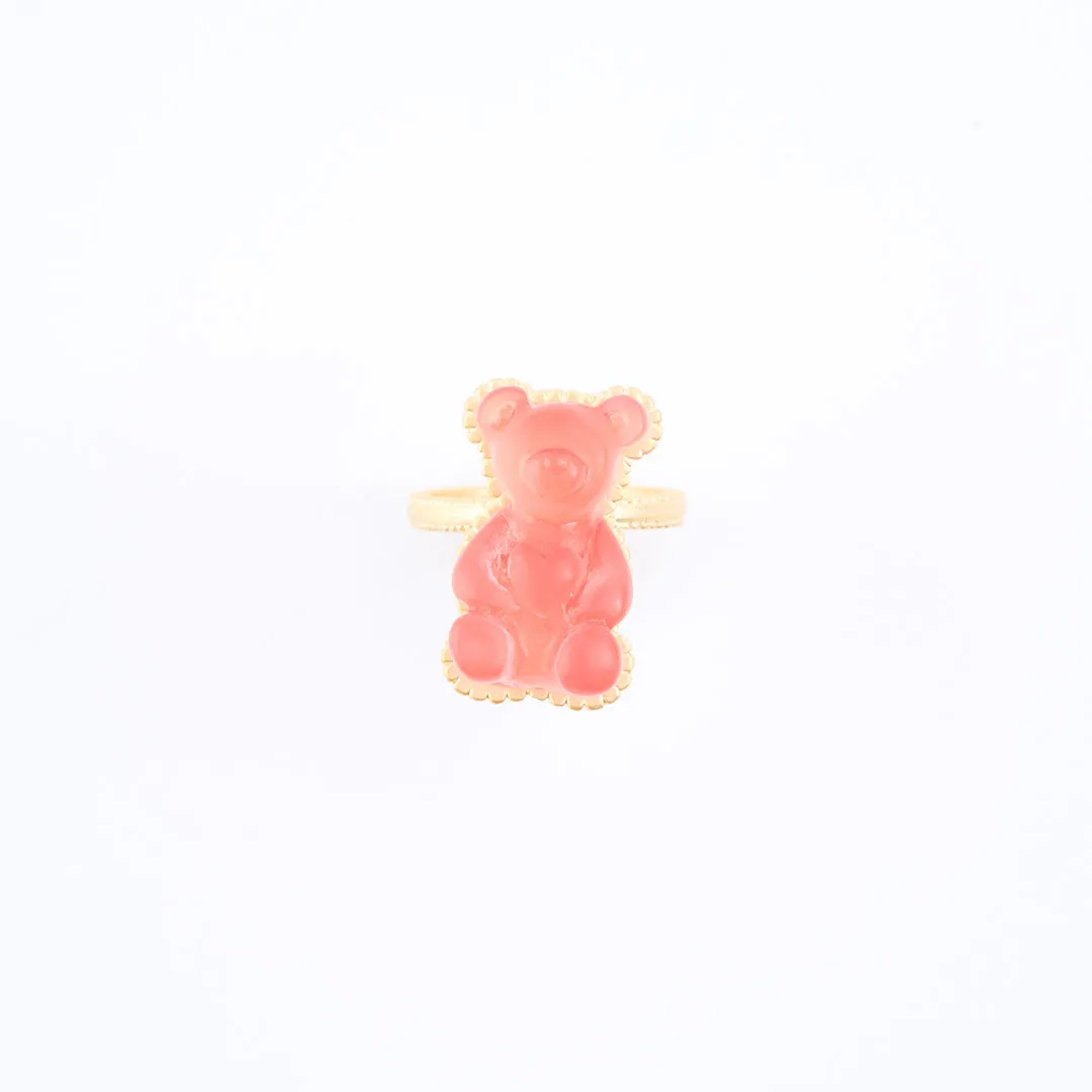 Teddy Bear Hard Gummy Ring (Strawberry)【Japan Jewelry】