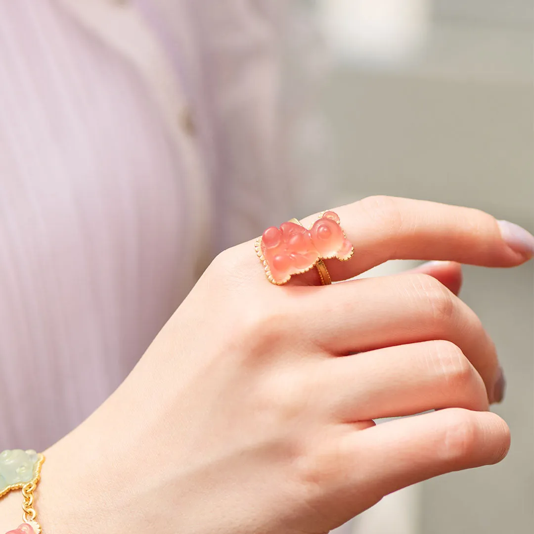 Teddy Bear Hard Gummy Ring (Strawberry)【Japan Jewelry】