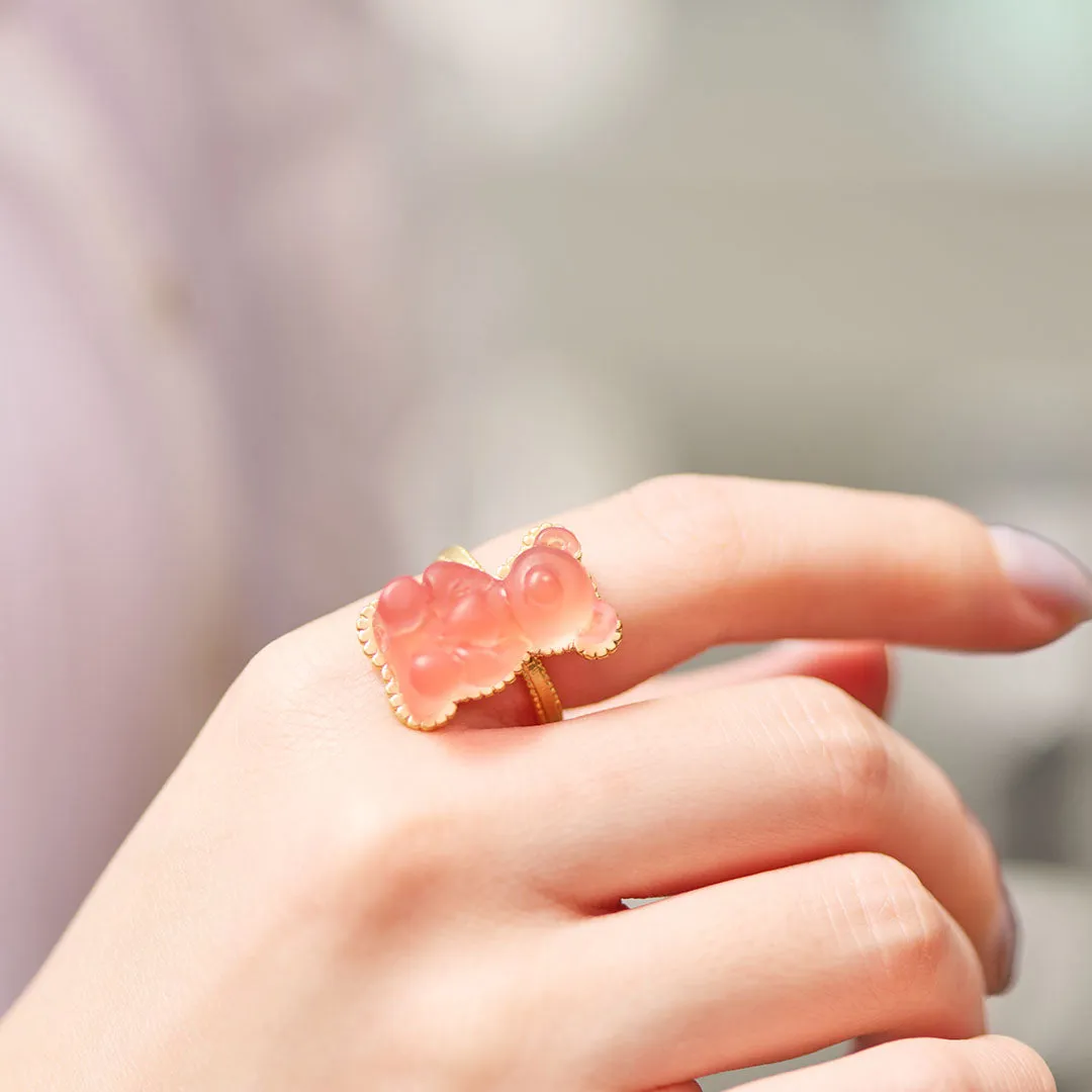 Teddy Bear Hard Gummy Ring (Strawberry)【Japan Jewelry】