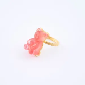 Teddy Bear Hard Gummy Ring (Strawberry)【Japan Jewelry】