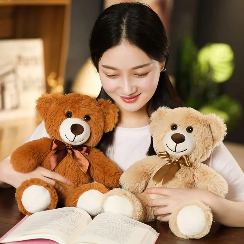 Teddy Bear Stuffed Animal 14 Inch Valentines Day Stuffed Animals - Super Soft Teddy Bears with Ribbon, Cute Teddy Bear for Girlfriend, Boyfriend, Baby Shower, Girls, Boys (Brown)