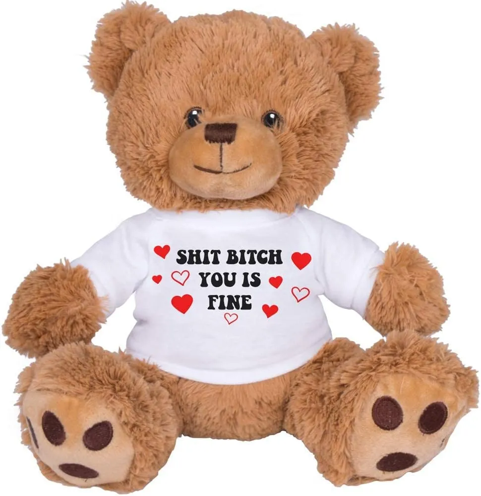 TeesAndTankYou Funny Bear Gift Couple Cute 8 Inch Brown Teddy Bear Stuffed Animal: You is Fine
