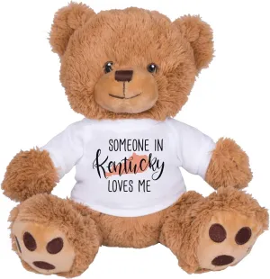 TeesAndTankYou Someone in Kentucky Loves Me Bear: 8 Inch Brown Teddy Bear Stuffed Animal with White Shirt