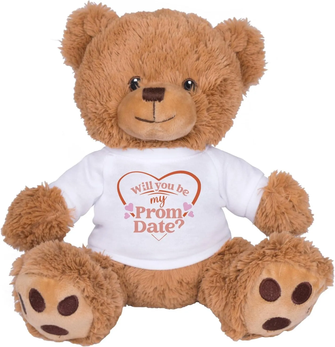 TeesAndTankYou Will You Be My Prom Date Bear: 8 Inch Brown Teddy Bear Stuffed Animal with White Shirt