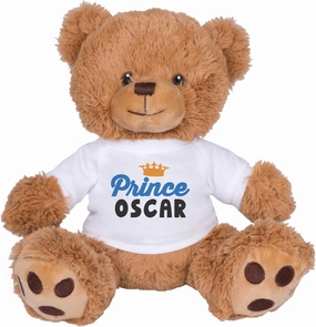 TeesAndTankYou Prince Oscar Bear: 8 Inch Brown Teddy Bear Stuffed Animal with White Shirt